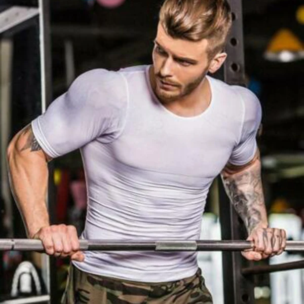 Мужская компрессионная футболка рубашка для бодибилдинга мужчин летняя