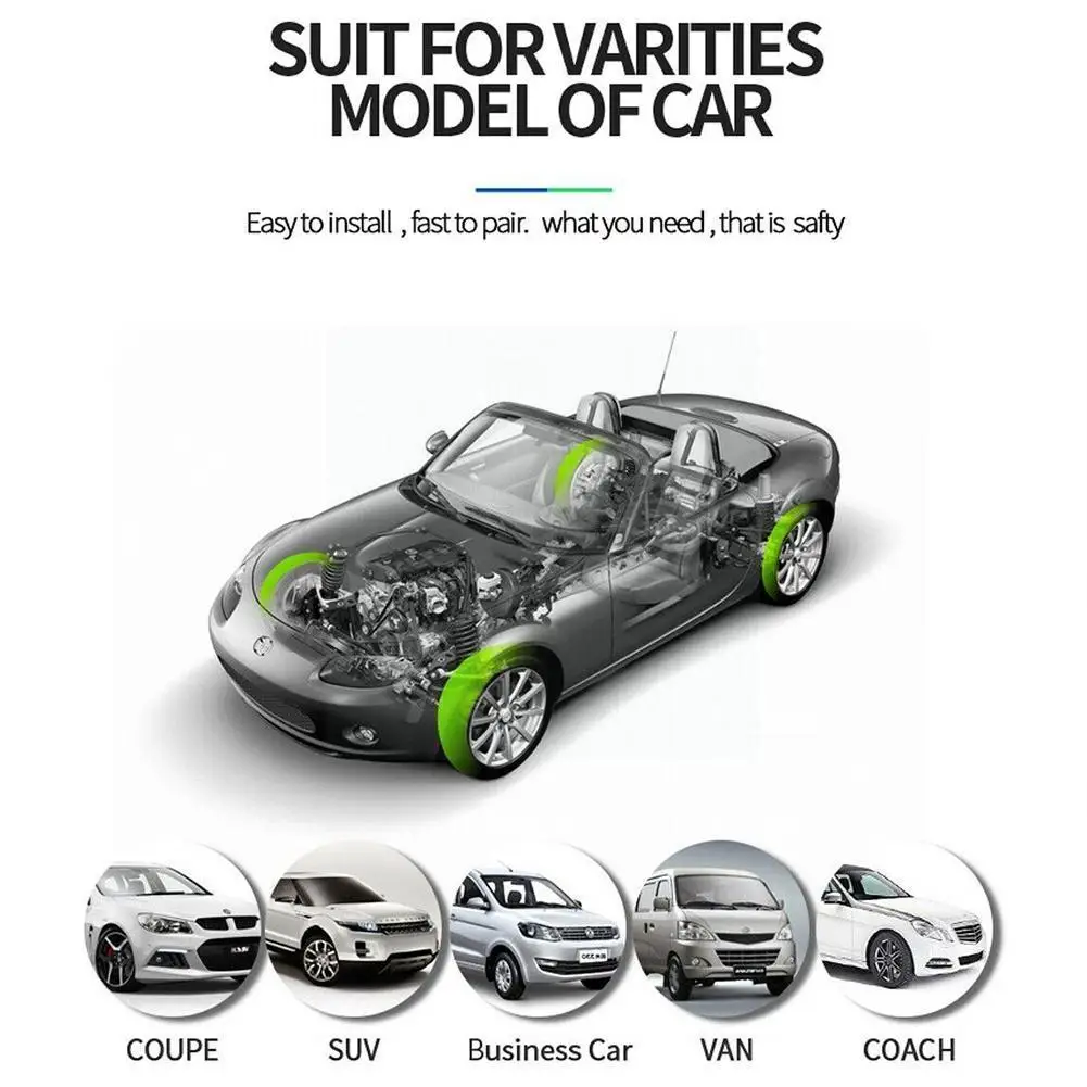 

Car Tire Pressure Alarm Monitor System Real-time Display Supplies Solar Power Sensors Wireless To With Attached 4 Tpms Glas E7E2