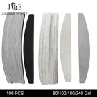 100 шт. металлическая пилка для ногтей 100180240 СерыйЧерный Съемный наждачная бумага с ручкой из нержавеющей стали замена шлифовальных файлов