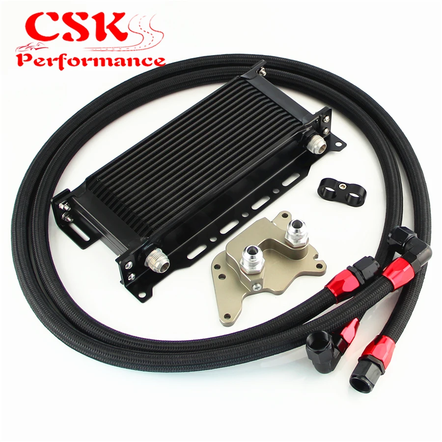 

16 Row Oil Cooler Bracket Hose Kit Fits For BMW Mini Cooper S R56 Supercharger Black