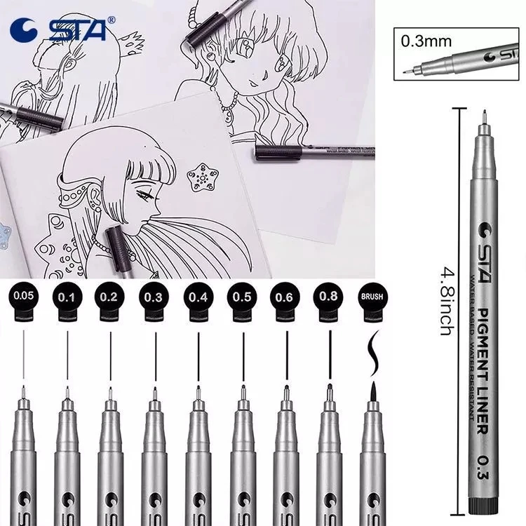 Пигментные маркеры ручка Pigma Micron иглой мягкая кисть водостойкие для рисования