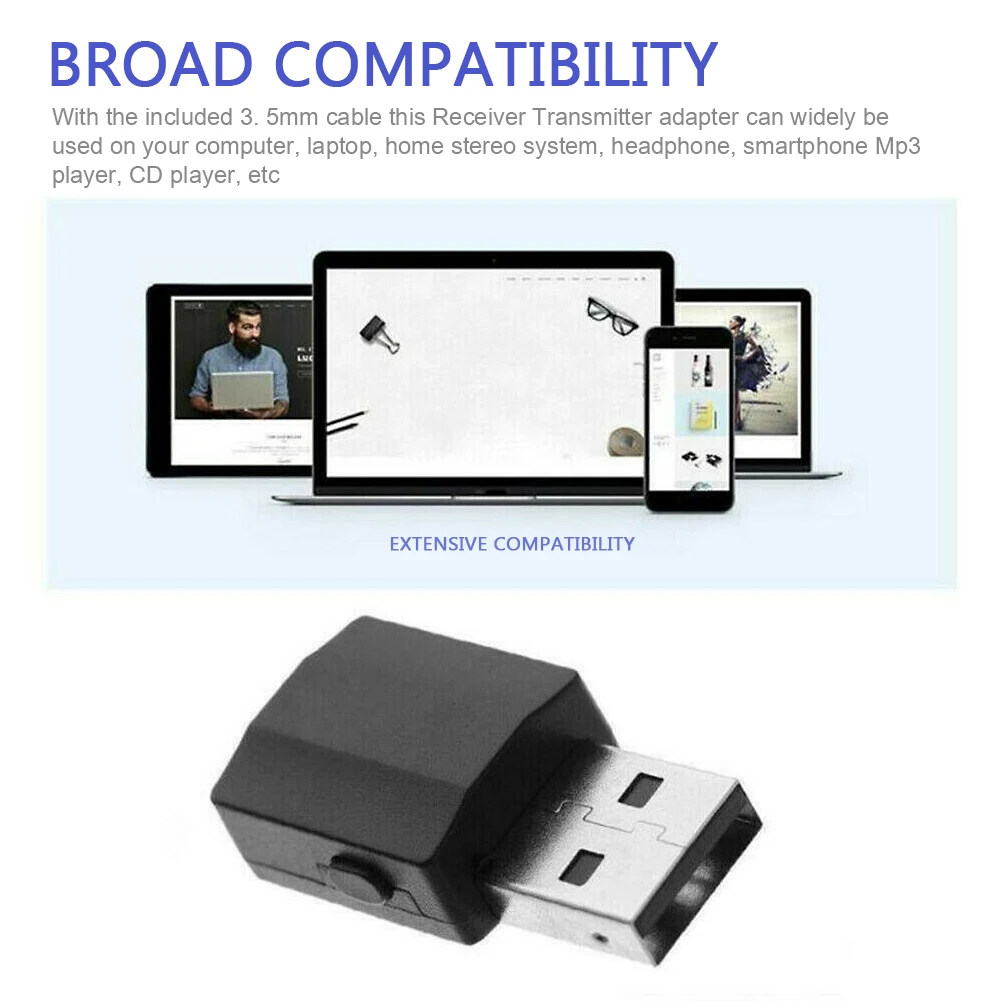 

2 in 1 Wireless Bluetooth5.0 Audio Receiver Transmitter 3.5mm RCA for TV PC