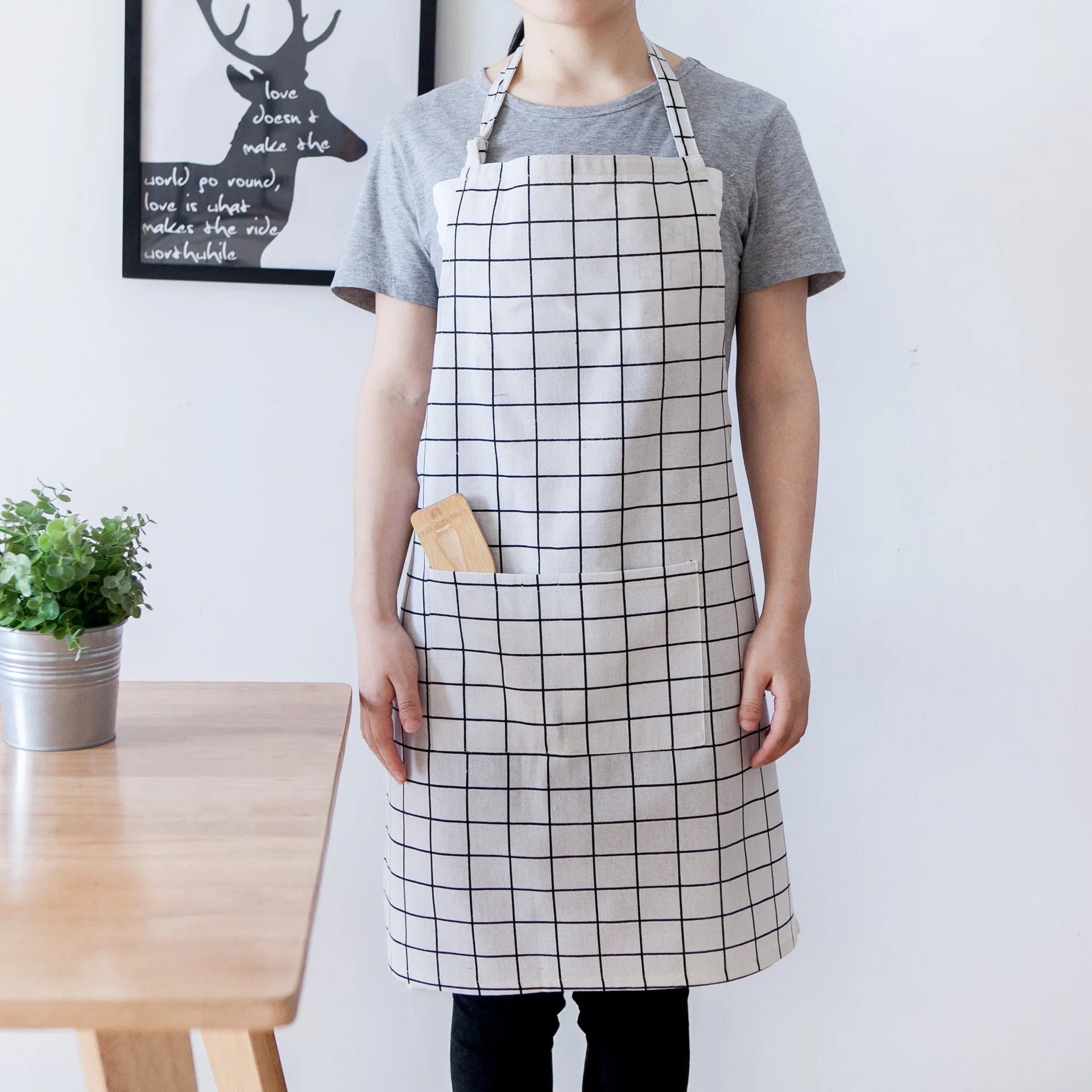 Японский фартук из хлопчатобумажной и льняной ткани домашняя кухонная