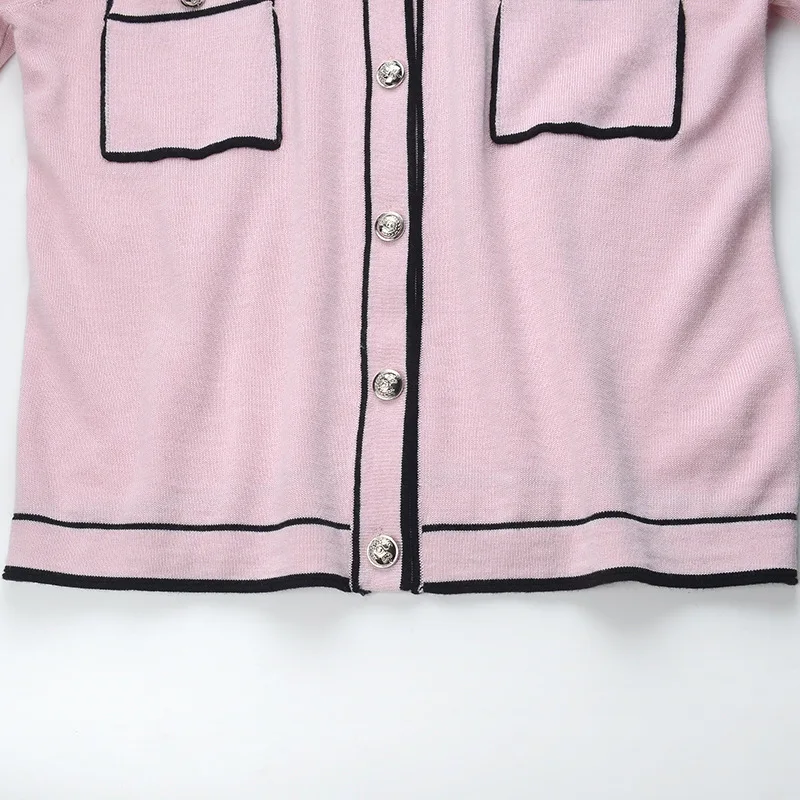 

[DEAT] Temperament Spring New O-neck T-shirt Short Knitwear Cardigan Top For Women New Fashion 2021 Spring And Summer GX1162