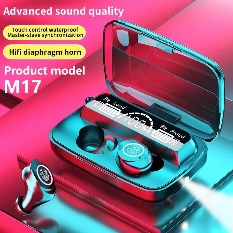 

M17 Tws Earphone Wireless Bluetooth 5.0 Led Digital Display Touch Control Headset Earphone with 2000 Mah Charging Box