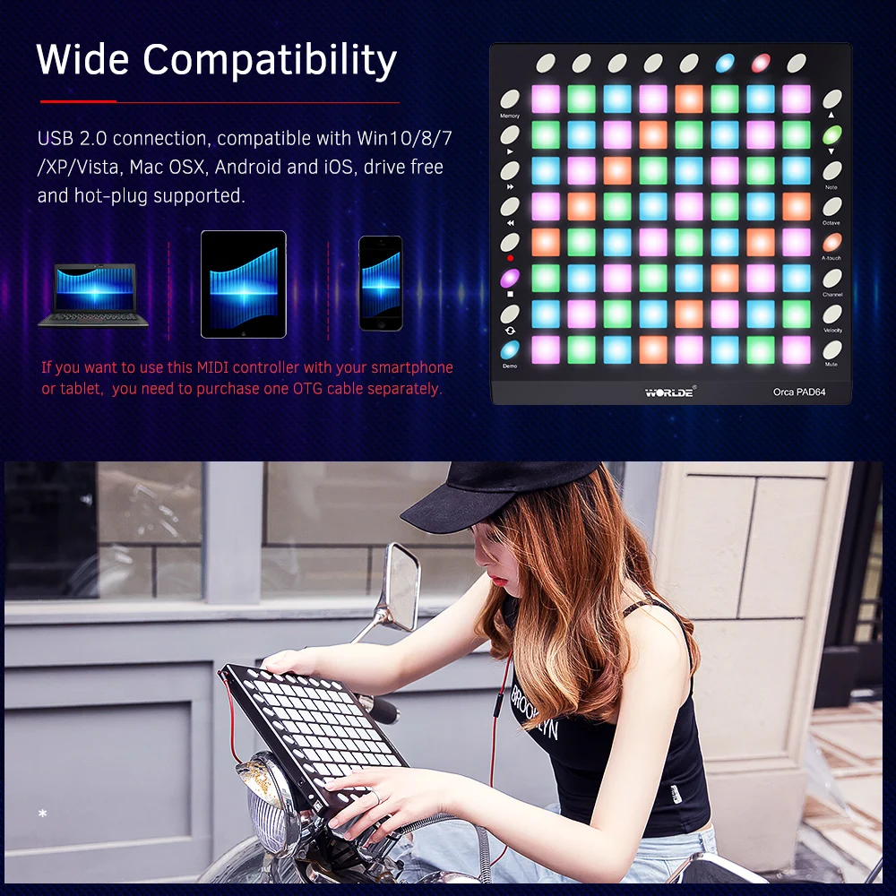 WORLDE PAD 3 Технические характеристики новые полки 64 MIDI барабан контроллер USB с