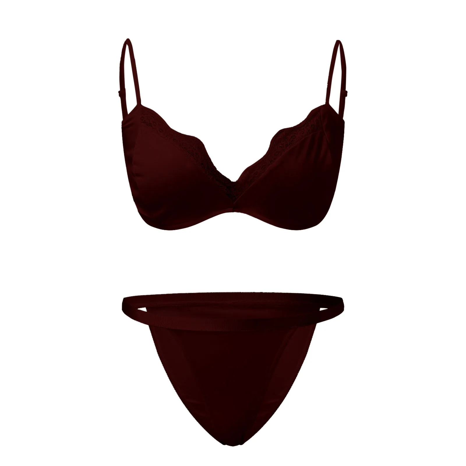 

New Women's Sexy Lingerie Set Floral Print Lace Underwear Solid Color Spaghetti Bra Underwear Solid Color Support Wholesale