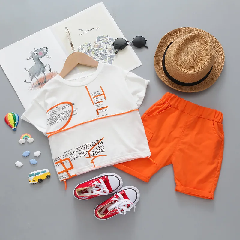 

Kids Suits Toddler Infant Clothing Sets 2023 Summer Baby Girls Boys T Shirt letter Shorts Children Vacation Boy Clothes
