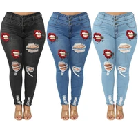 2020 new high waist plus size jeans for women fashion red lips printed ripped denim pencil pants elastic casual jeans l 5xl