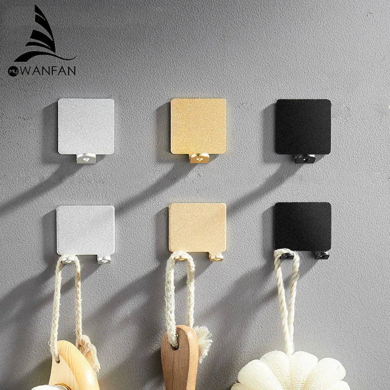 

Free Punching Nordic Space Tri-Color Aluminum Hook Bathroom Row Hook Bathroom Coat Hook Bathroom Hook Door Hanger 811545