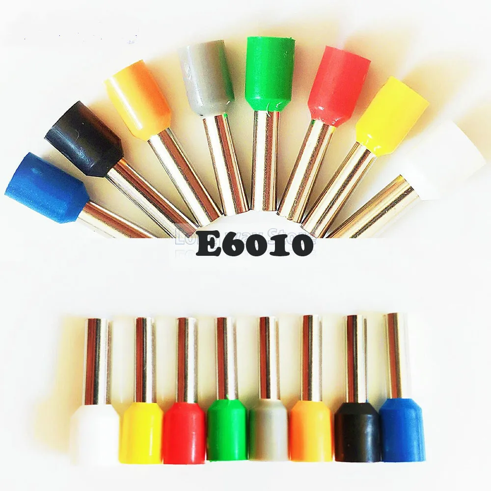 E6010 изоляционный обжимной концевой соединитель 100 фотоэлектрическая трубка изолированные концевые клеммы шнура 6, 0 мм2 Кабельный соединитель Проводные клеммы