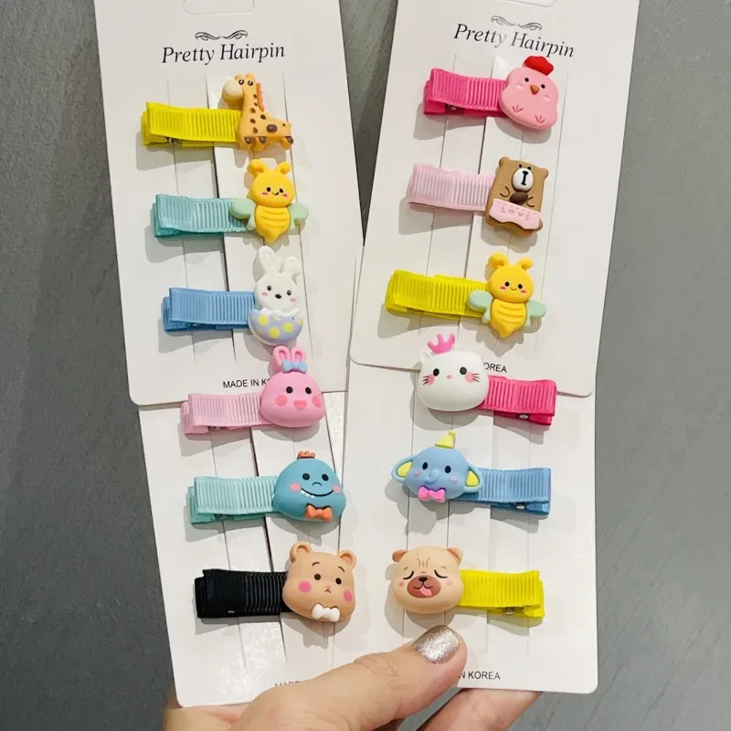 

3Pcs/set Cotton Animals Rabbit Cat Elephant Hair Clips For Cute Girls Barrettes Safty Hairpins Headwear Kids Hair Accessories