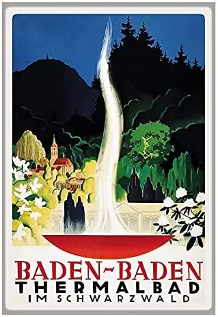 Bernice Blechschild Баден термалбад им Шварцвальд Металл 20x30 Жестяная Табличка, 20x30 см, многоцветная