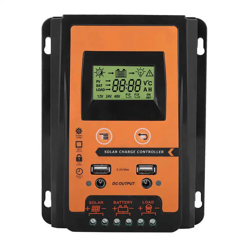 12V/24V 30A50A MPPT Solar Charge Controller Solar Panel Battery Regulator Dual USB LCD Display Solar Panel Battery Regulator cm6024z 60a 12v 24v auto lcd display panel battery solar charge controller home system indoor use