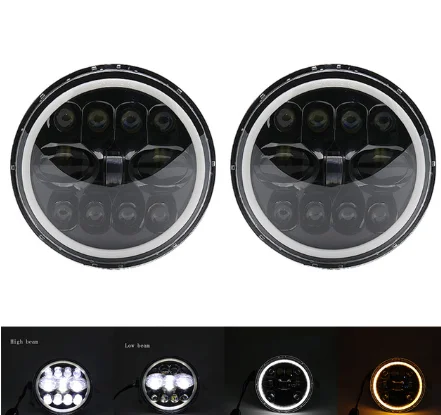 black 2 шт. автомобиля светодиодный 7 дюймов круглый фар Conversion Kit для VW Beetle классический Volkswagen Lada Niva городской рюкзак для Jeep Wrangler Hummer Harley - Цвет: black
