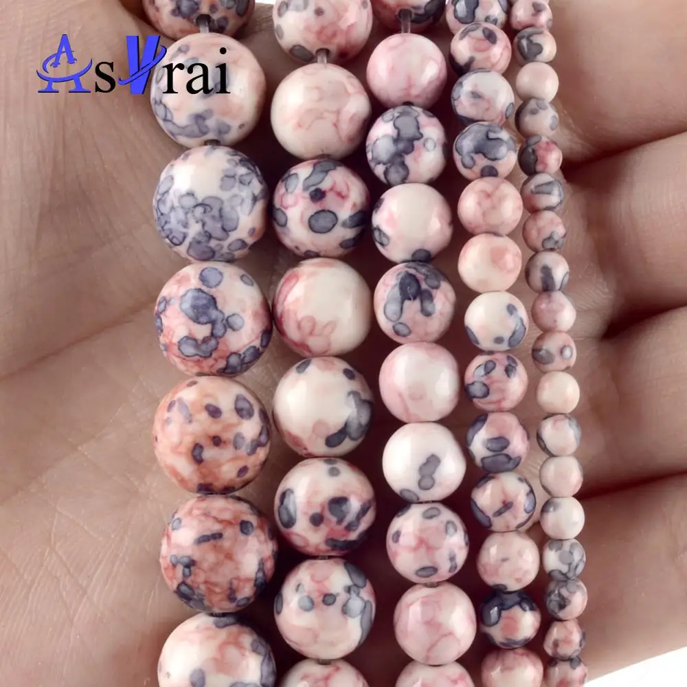 4mm-12mm Natural Light Pink Purple Strip Rain Stone Round Beads Spacer Loose For Jewelry Making Diy Bracelets Necklace 15&quot | Украшения