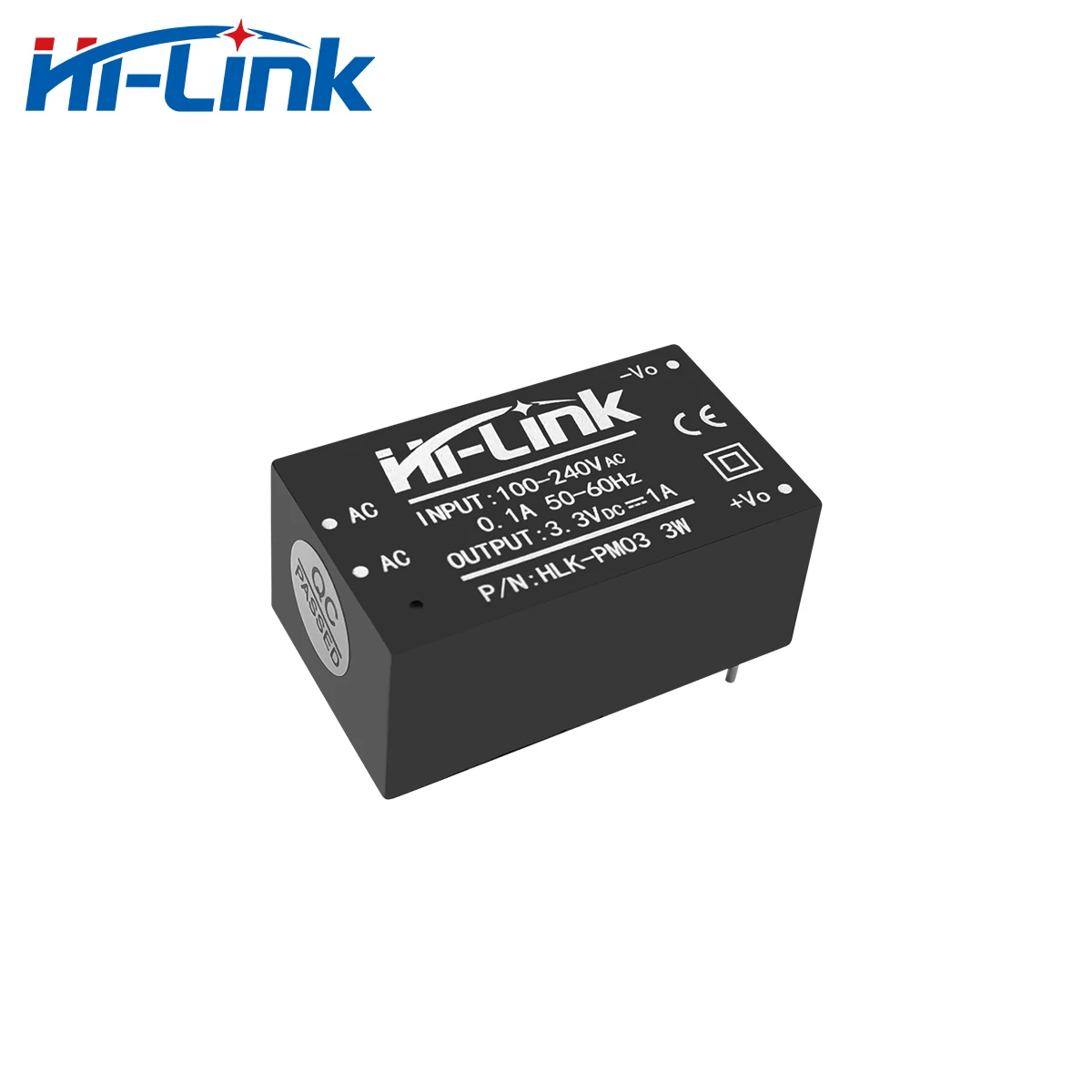 

Hi-Link HLK-PM03 AC DC Converter 220V to 3.3V 3W 1000mA Step Down Isolated Switching Power Supply Module AC DC Transformer