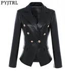 PYJTRL женская черная кожаная куртка, пальто, уличная одежда, Модные приталенные костюмы из искусственной кожи, блейзеры