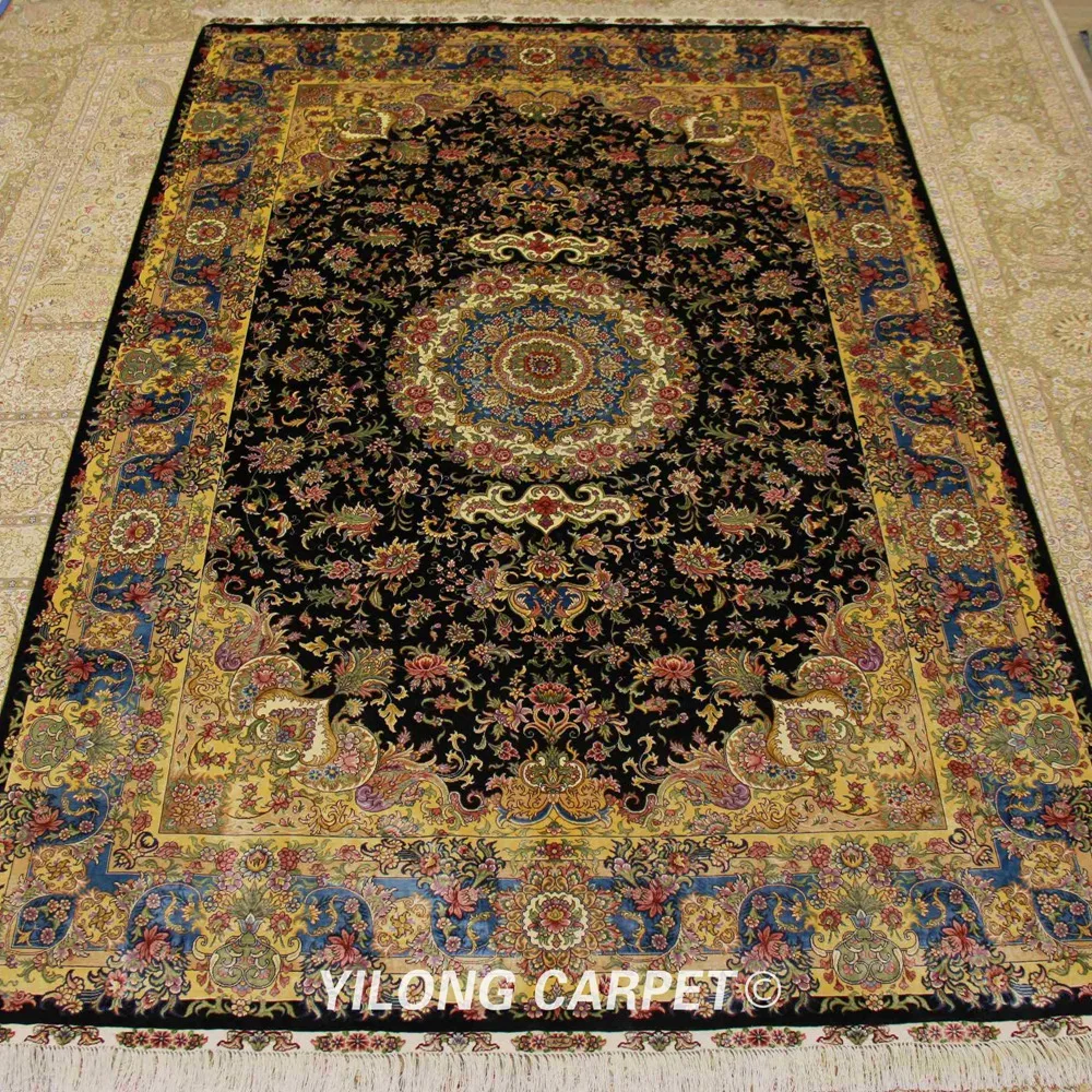 YILONG 6'x9' винтажный домашний шелковый ковер ручной работы персидские синие