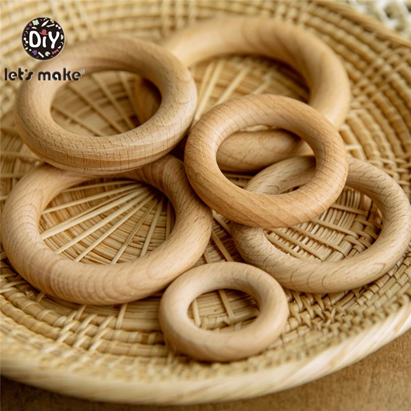 Mordedor de madera de grado alimenticio para beb&eacute;, juguetes de dentici&oacute;n, manualidades, manualidades, 5 unidades-0