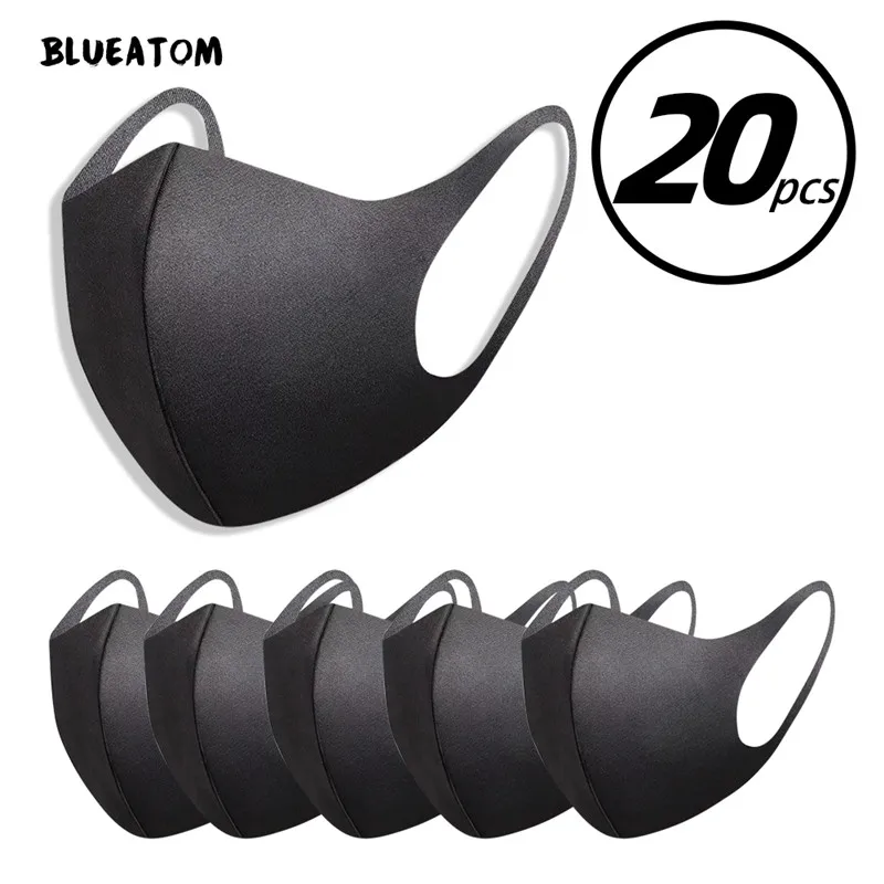 3D Ice Silk Washable Dust Proof Black Face Mask Breathable Super Soft Fashion Design Windproof Mouth-muffle Reusable Masks | Красота и