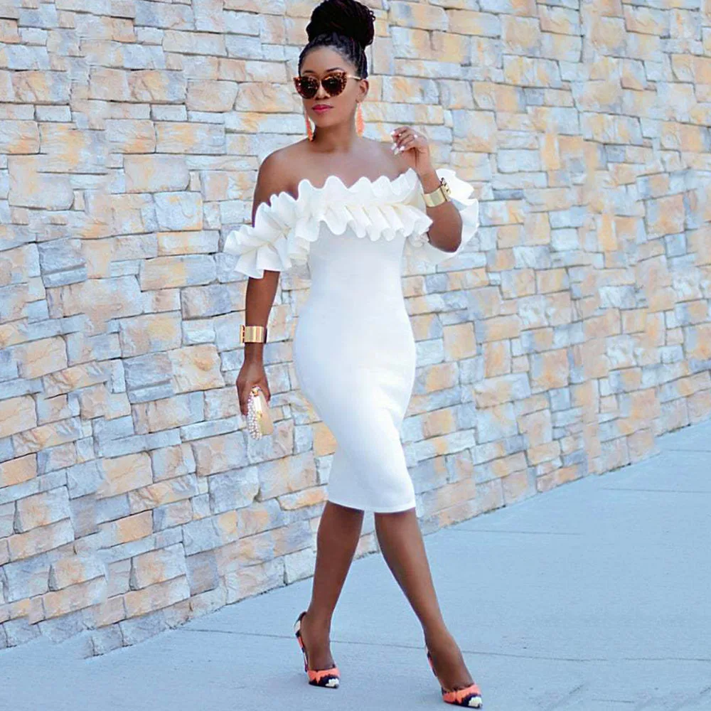 Рюшами облегающее платье Вечерние платья женские сексуальные с открытыми