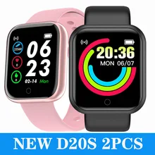 2PCS Smartwatch Men Women Heart Rate Blood Pressure Monitor Waterpoof Bluetooth D20s Smart Watch For Android IOS Smart Clock Y68