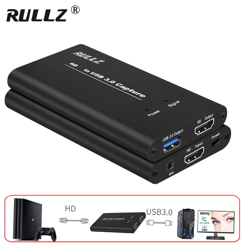

YUY2 Full HD 1080P HDMI-совместим с USB 3,0, Карта видеозахвата телефона, игровой блок для записи, ПК, телефон с микрофоном и петлей