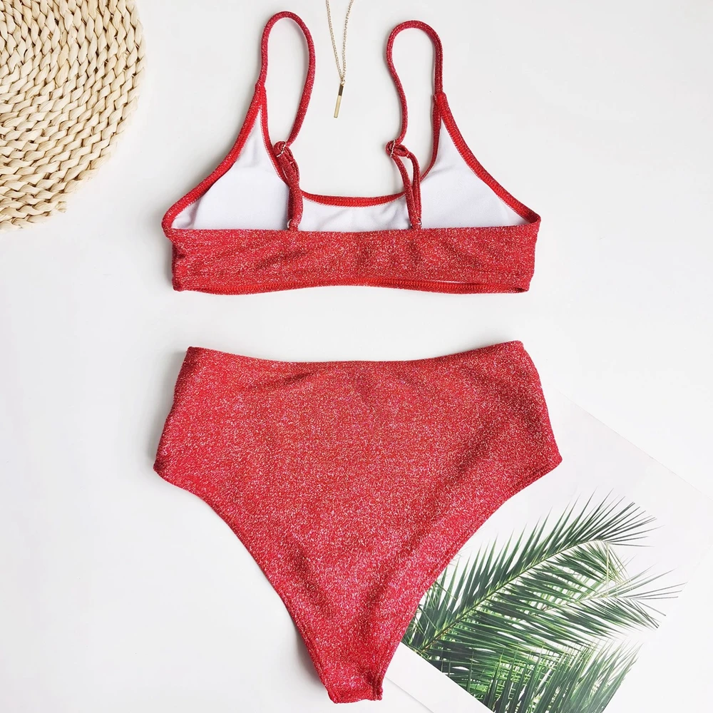 

Sexy Flash Bikini High Waist Swimsuit 2021 Swimwear Women Push Up Bikini Set Bathing Suit Female Summer Beach Wear Swimming Suit