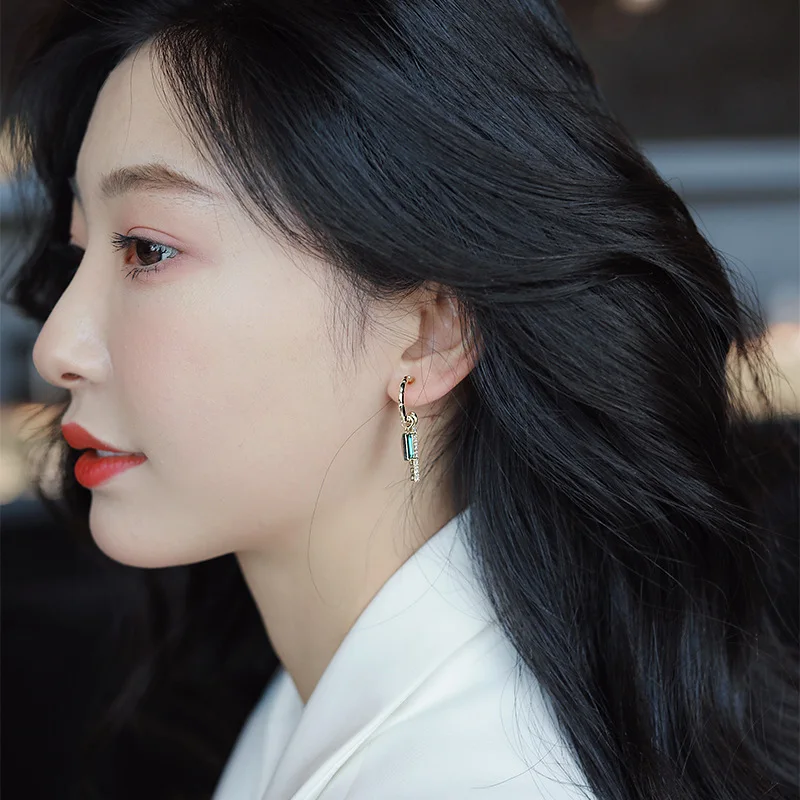 Ретро Геометрические мозаичные Квадратные подвесные серьги простые модные