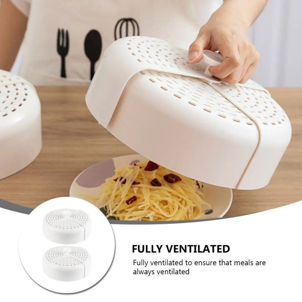 

2Pcs Multiuse Vegetable Covers Folding Breathable Dust-proof Food Covers (White)