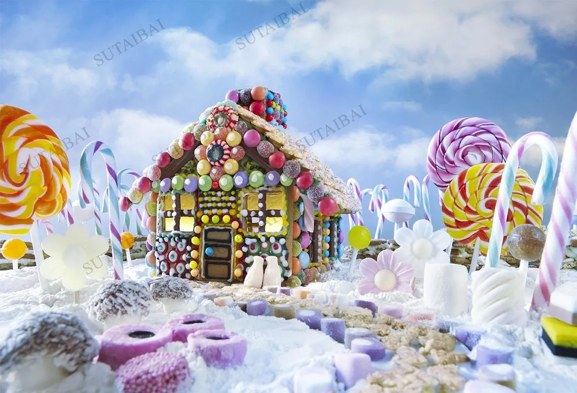 

Custom Cartoon Candy Land Photo Background Lollipop Donut Fairy Tale Photocall Photophone Photography Backdrops for Photo Studio