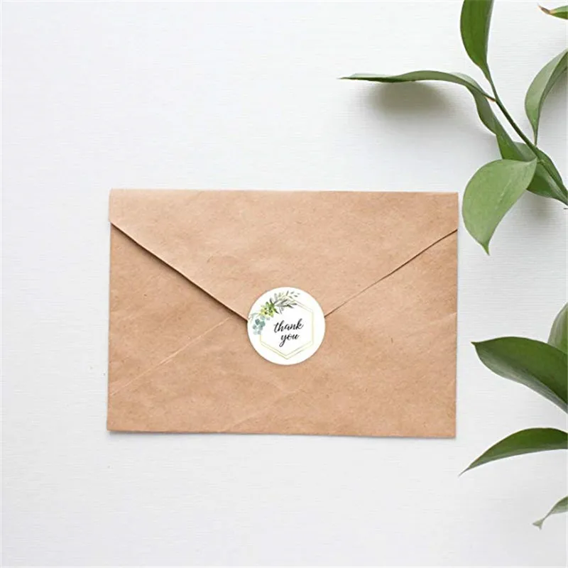 

500Pcs 4 Type Designs Thank You Stickers for seal label Greenery Frames Handmade stickers gift box Package Stationery Sticker