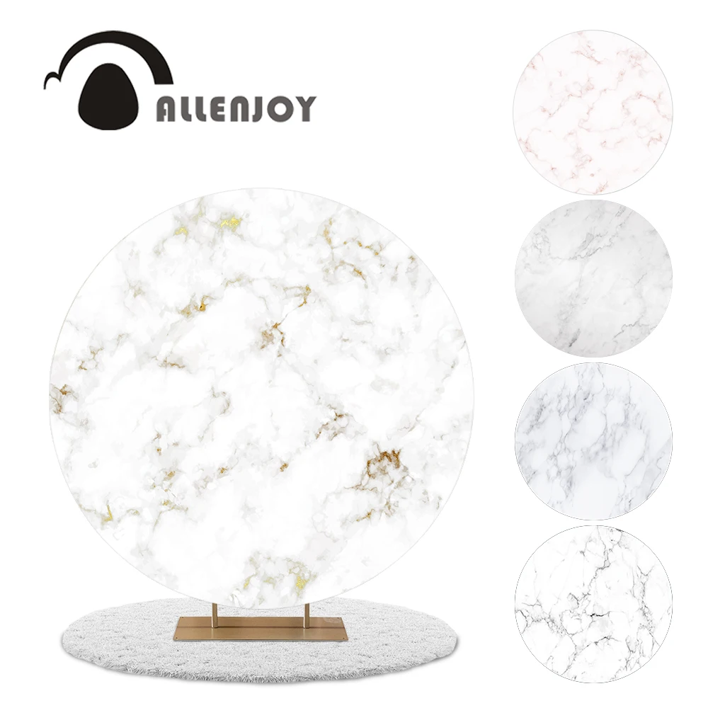 Allenjoy пользовательский круглый фон белый золотой мраморный текстурный узор