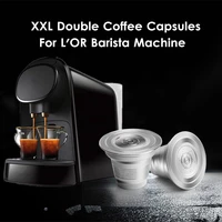 icafilas stainless steel xxl double for lor coffee capsule pods refillable reusable filters for lor barista lm8012 machine