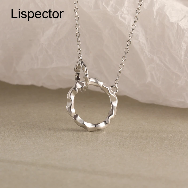 

Lispector 925 Sterling Silver Irregular Twisted Circles Pendant Necklaces for Women Simple Adjustable Necklace Female Jewelry