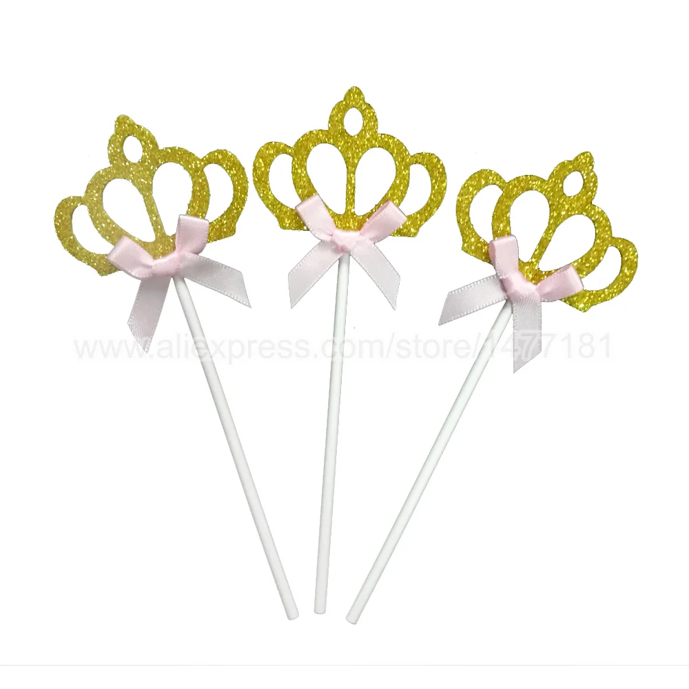 12pcs SILVER GOLD CROWN Cake Toppers Baby Girls Boys Birthday Topper BABY SHOWER Picks Party Decoration | Дом и сад