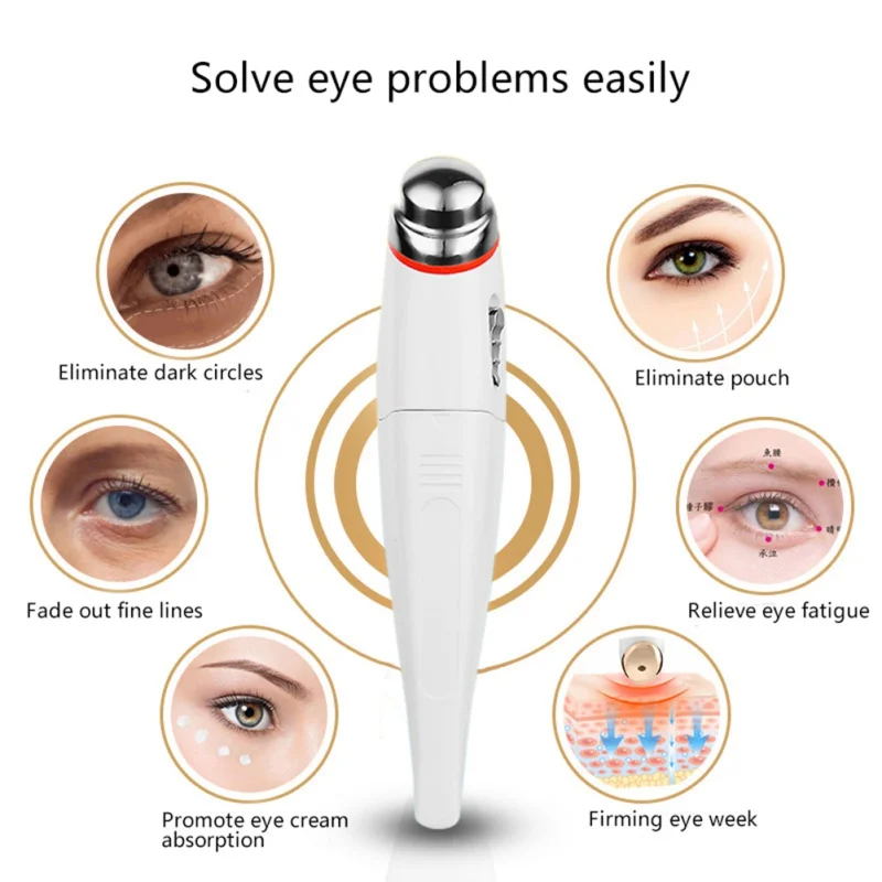Mini Portable Electric Eye Massage Roller Dark Circles Removal Relief Fatigue Anti-Aging Massager Skin Care Beauty Tools | Красота и