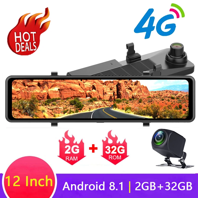 4G WIFI DVR Автомобильная камера 12 &quotAndroid 8 1 ADAS 2 + 32G зеркало IPS FHD 1080P видеорегистратор
