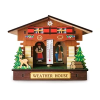 Creative Wooden House Barometer Thermometer Wall Mounted Weather Hygrometer Home