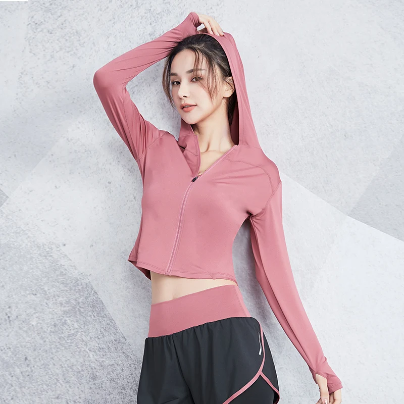 Женская толстовка на молнии для бега спортивная одежда с длинным рукавом занятий
