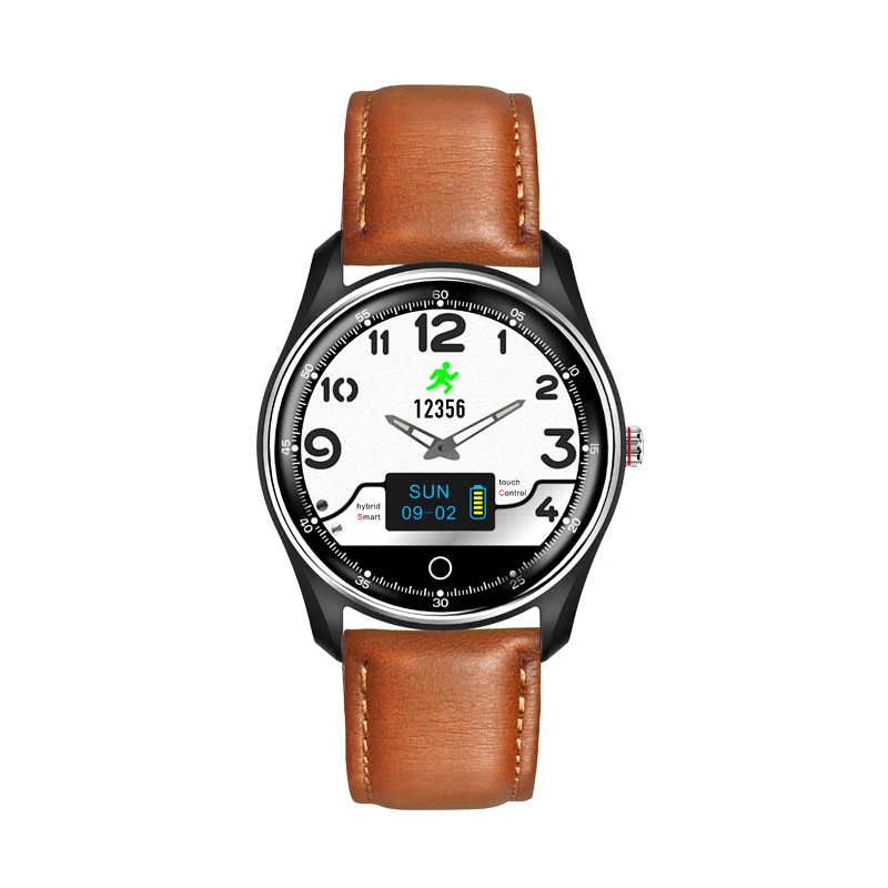 brown leather MX9 ЭКГ Смарт часы кровяное давление PPG пульсометр Монитор артериального давления многоязычные умные часы для мужчин и женщин - Цвет: brown leather