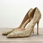 Роскошные блестками Высокое туфли-лодочки на каблуке Красочные Bling Туфли под платье; Туфли на шпильке; Женские туфли-лодочки с блестящими блестками