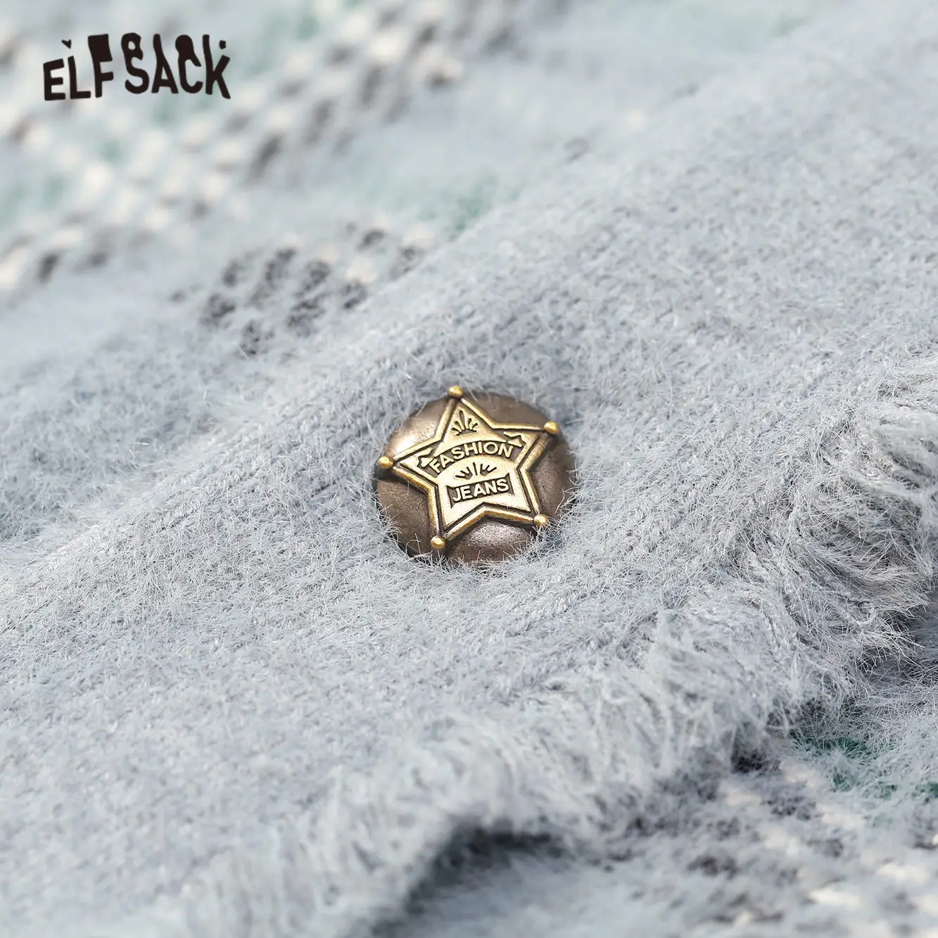 Женская клетчатая куртка ELFSACK белая Лоскутная оверсайз с одной пуговицей и