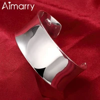 aimarry 925 sterling silver bracelet smooth opening bangle for woman party wedding engagement gift fashion jewelry