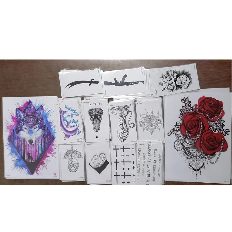 Временная тату наклейка роза/волки/змея/нож водонепроницаемая временная