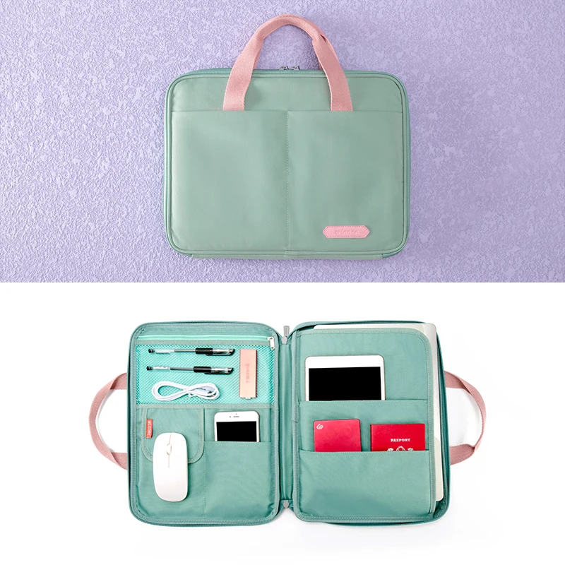 Fashion Solid Color Waterproof Polyester Tote Travel Gear Organizer A4 Document File Bag