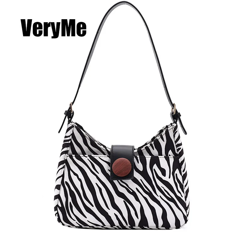 

VeryMe Fashion Zebra pattern Women Bag High Quality Soft Shouler Bag Female Canvas Casual Hand Crossbody Bag 2020 Bolsa Feminina