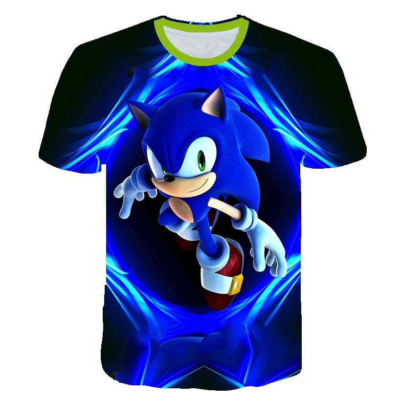 

2021 Summer New 3D Boys Sonic Print Girls Funny T-Shirts Costume Children Clothing Kids Clothes Baby Tshirts Sweatshirt 4T-14T