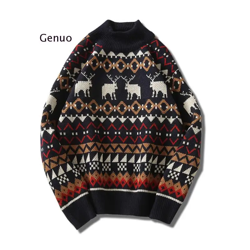Рождественское платье принтом Свитер с оленем модный мужской свитер вязаная